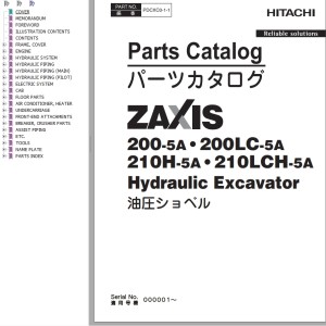 Hitachi ZX200-5A ZX200LC-5A ZX210H-5A ZX210LCH-5A Parts Catalog PDCXC0-1-1