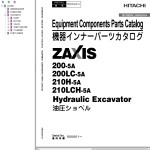 Hitachi ZX200-5A ZX200LC-5A ZX210H-5A ZX210LCH-5A Parts Catalog PDCXC0-E1-1