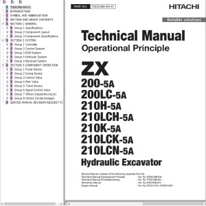 Hitachi ZX200-5A ZX200LC-5A ZX210H-5A ZX210LCH-5A ZX210K-5A ZX210LCK-5A ZX210LCN-5A Technical Manual TODCX90-EN-01