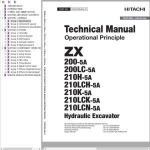 Hitachi ZX200-5A ZX210LCN-5A Technical Manual TODCX90-EN-01
