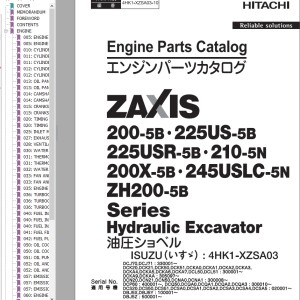 Hitachi ZX200-5B ZH200-5B Engine Parts Catalog 4HK1-XZSA03-10