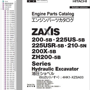 Hitachi ZX200-5B ZX225US-5B ZX225USR-5B ZX210-5N ZX200X-5B ZH200-5B Engine Parts Catalog 4HK1-XZSA03-6