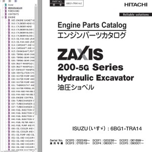 Hitachi ZX200-5G Series Engine Parts Catalog 6BG1-TRA14-2