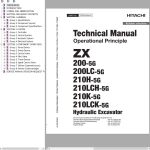Hitachi ZX200-5G ZX200LC-5G ZX210H-5G ZX210LCH-5G ZX210K-5G ZX210LCK-5G Technical Manual TODCD-EN-01