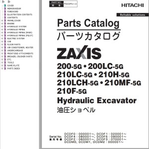 Hitachi ZX200-5G ZX200LC-5G ZX2I0LC-5G ZX210H-5G ZX210LCH-5G ZX210MF-5G ZX210F-5G Parts Catalog PDCDF0-1-3
