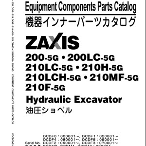 Hitachi ZX200-5G ZX200LC-5G ZX2I0LC-5G ZX210H-5G ZX210LCH-5G ZX210MF-5G ZX210F-5G Parts Catalog PDCDF0-E1-3