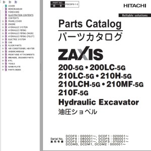 Hitachi ZX200-5G ZX210F-5G Parts Catalog PDCDF0-1-3