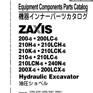 Hitachi ZX200-6 ZX200LCX-6 Parts Catalog PDC450-E1-2
