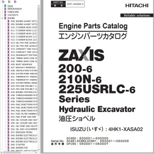 Hitachi ZX200-6 ZX210N-6 ZX225USRLC-6 Engine Parts Catalog 4HK1-XASA02-5