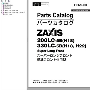 Hitachi ZX200LC-5B(H18) ZX330LC-5B(H18 H22) Parts Catalog PDDD-OP3-2