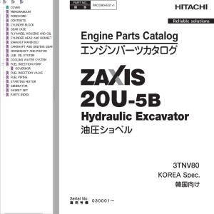 Hitachi ZX20U-5B Engine Parts Catalog PACG90-EG1-1