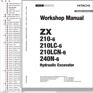 Hitachi ZX210-6 ZX240N-6 Workshop Manual WDC450-EN-01