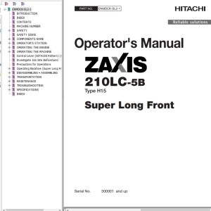 Hitachi ZX210LC-5B Operator's Manual ENMDCK-SL2-1
