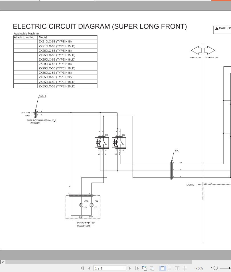 Hitachi ZX210LC-5B ZX350LC-5B Electric Circuit Diagram( Super Long Front)