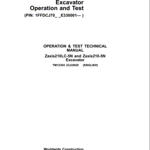 Hitachi ZX210LC-5N ZX210-5N Operation & Test Technical Manual TM12354