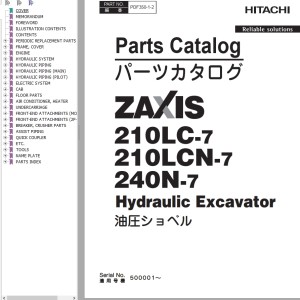 Hitachi ZX210LC-7 ZX210LCN-7 ZX240N-7 Parts Catalog PDF350-1-2