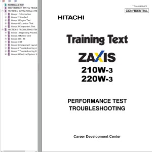 Hitachi ZX210W-3 ZX220W-3 Performance Test Troubleshooting TTLA-0818-ZX