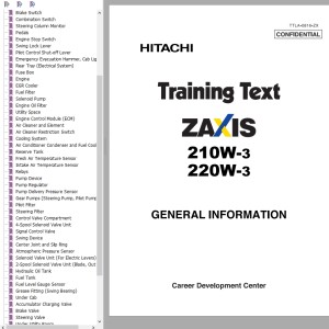 Hitachi ZX210W-3 ZX220W-3 Training Text TTLA-0816-ZX
