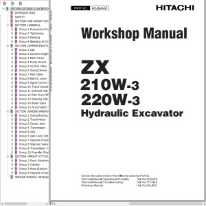 Hitachi ZX210W-3 ZX220W-3 Workshop Manual WCJB-E-00