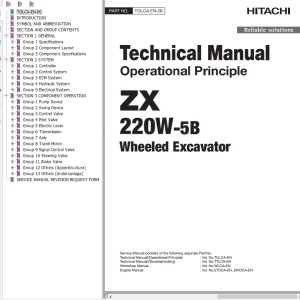 Hitachi ZX220W-5B Technical Manual TOLCA-EN-00