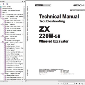 Hitachi ZX220W-5B Technical Manual Troubleshooting TTLCA-EN-00