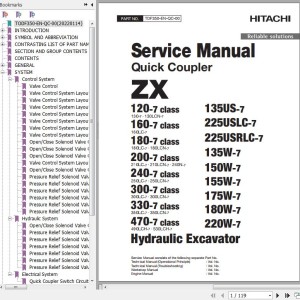Hitachi ZX220W-7 Quick Coupler Service Manual TDF350-EN-QC-00