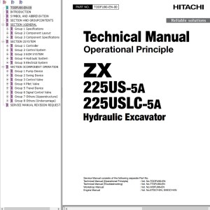 Hitachi ZX225US-5A ZX225USLC-5A Technical Manual TODFU90-EN-00
