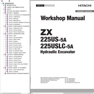 Hitachi ZX225US-5A ZX225USLC-5A Workshop Manual WDFU90-EN-00