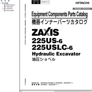 Hitachi ZX225US-6 ZX225USLC-6 Parts Catalog PDFB50-E1-2
