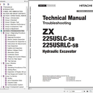 Hitachi ZX225USLC-5B ZX225USRLC-5B Technical Manual Troubleshooting TTDCN-EN-00