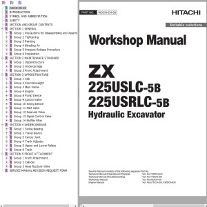 Hitachi ZX225USLC-5B ZX225USRLC-5B Workshop Manual WDCN-EN-00