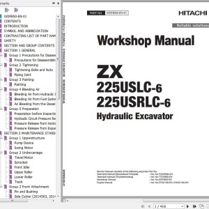 Hitachi ZX225USLS-6 ZX225USRLC-6 Workshop Manual WDFB50-EN-01