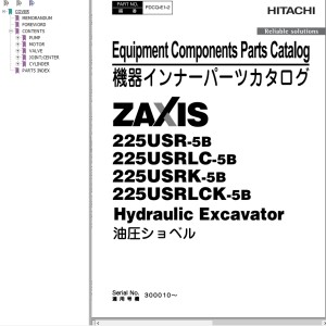Hitachi ZX225USR-5B ZX225USRLC-5B ZX225USRK-5B ZX225USRLCK-5B Parts Catalog PDCQ-E1-2