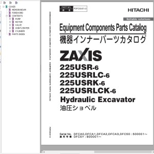 Hitachi ZX225USR-6 ZX225USRLC-6 ZX225USRK-6 ZX225USRLCK-6 Parts Catalog PDFB50-E1-3
