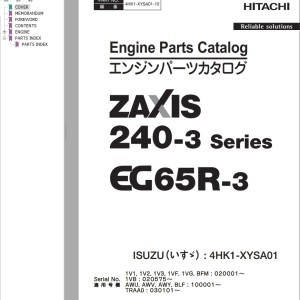 Hitachi ZX240-3 Series EG65R-3 Engine Parts Catalog 4HK1-XYSA01-10