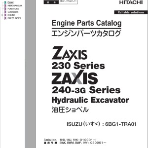 Hitachi ZX240-3 ZX240-3G Series Engine Parts Catalog 6BG1-TRA01-11