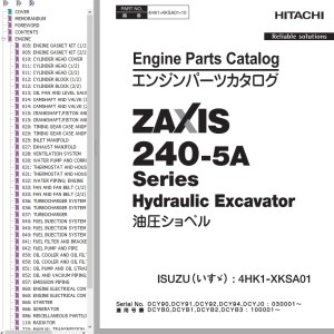 Hitachi ZX240-5A Engine Parts Catalog 4HK1-XKSA01-10