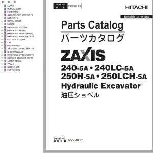 Hitachi ZX240-5A ZX240LC-5A ZX250H-5A ZX250LCH-5A Parts Catalog PDCYC0-1-1