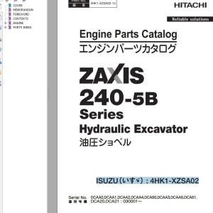 Hitachi ZX240-5B Engine Parts Catalog 4HK1-XZSA02-14