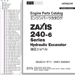 Hitachi ZX240-6 Series Engine Parts Catalog 4HK1-XASA01-9