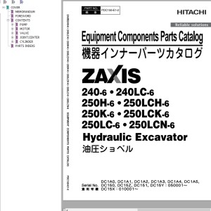 Hitachi ZX240-6 ZX240LC-6 ZX250H-6 ZX250LCH-6 ZX250K-6 ZX250LCK-6 ZX250LC-6 ZX250LCN-6 Parts Catalog PDC150-E1-2