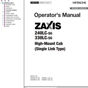 Hitachi ZX240LC-5G ZX330LC-5G Operator's Manual ENMDCE-1LCB1-3