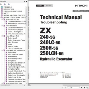 Hitachi ZX250H-5G ZX250LCH-5G Technical Manual Troubleshooting TTDCE-EN-00