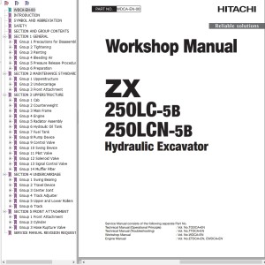Hitachi ZX250LC-5B ZX250LCN-5B Workshop Manual WDCA-EN-00