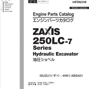 Hitachi ZX250LC-7 Engine Parts Catalog 4HK1-XBSA01-1