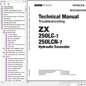 Hitachi ZX250LC-7 ZX250LCN-7 Technical Manual Troubleshooting TTDFY50-EN-00