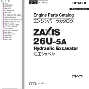 Hitachi ZX26U-5A Engine Parts Catalog PACC50-EG1-1