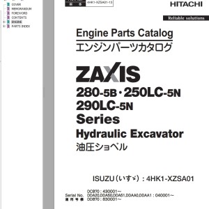 Hitachi ZX280-5B ZX250LC-5N ZX290LC-5N Engine Parts Catalog 4HK1-XZSA01-13