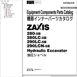 Hitachi ZX280-5B ZX280LC-5B ZX290LC-5B ZX290LCN-5B Parts Catalog PDDA-E1-2