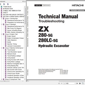 Hitachi ZX280-5G ZX280LC-5G Technical Manual Troubleshooting TTDDF-EN-00
